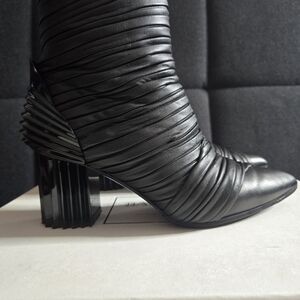 Balmain Black Pleated Heeled Boots